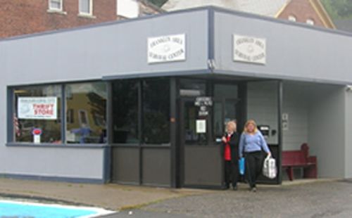 patrons outside the survival center